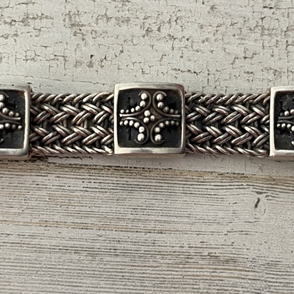 Vintage Lois Hill Woven Silver Station Bracelet. - Picture 6 of 10